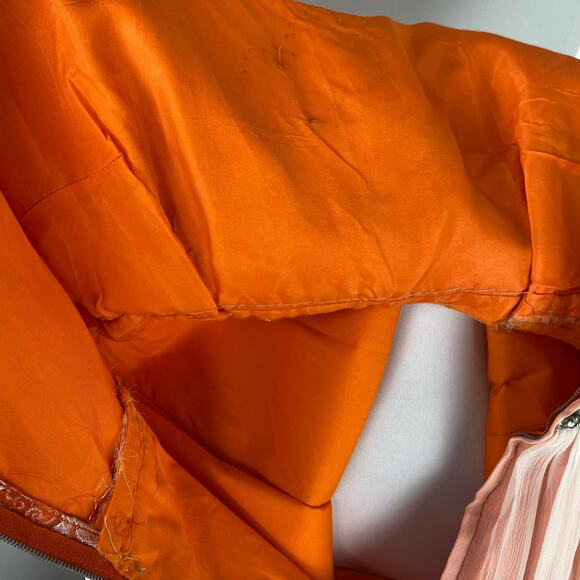 Vintage 60s Orange Empire Waist Sleeveless Chiffon Maxi Gown - Picture 10 of 12